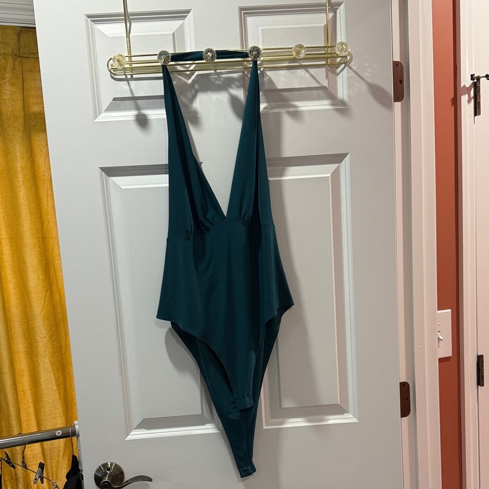 Teal Plunge bodysuit